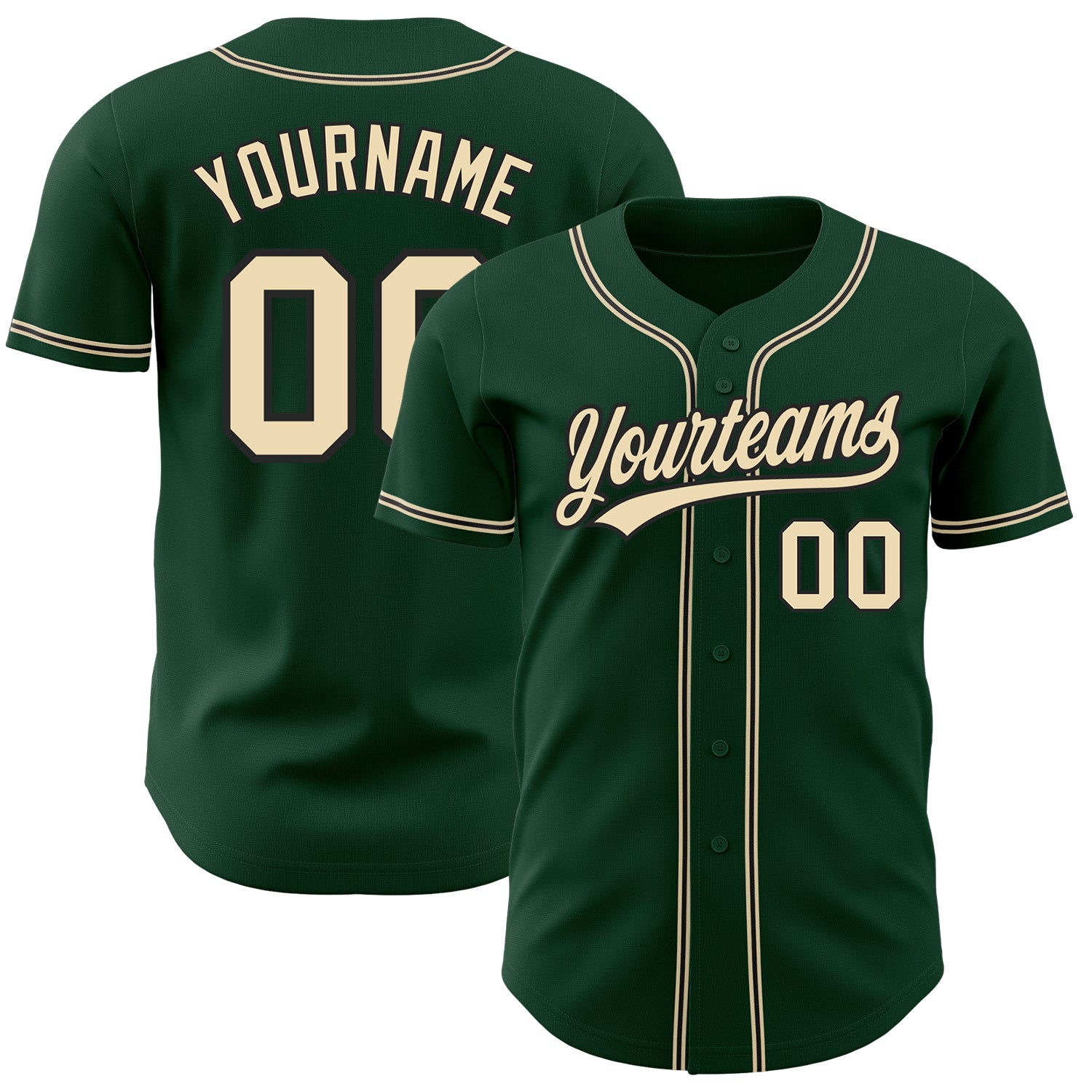 Custom Name and Number Authentic Baseball Jersey - Personalized Green City Cream-Black Team Jersey Personalized Green City