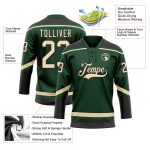 Custom Name and Number Hockey Jersey - Personalized Green Cream-Black Lace Neck Team Jersey Personalized Green City Cream-Black