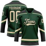 Custom Name and Number Hockey Jersey - Personalized Green Cream-Black Lace Neck Team Jersey Personalized Green City Cream-Black