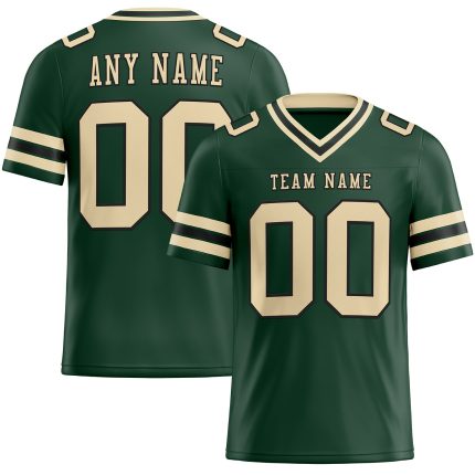 Custom Authentic Football Jersey - Personalized Cream-Black Mesh Green City Team with Name and Number Personalized Green