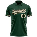 Custom Name and Number Performance Golf Polo Shirt in Green City Cream-Black Personalized Green City Cream-Black Performance