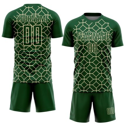 Personalized Soccer Jersey with Geometric Shapes & Custom Name/Number - Green City Cream Design Personalized Green City Cream