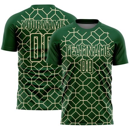 Personalized Soccer Jersey with Geometric Shapes & Custom Name/Number - Green City Cream Design Personalized Green City Cream