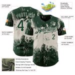 Custom Name and Number Baseball Jersey - Personalized Green Cream 3D Abstract Splatter Grunge Art Design Personalized Green