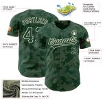 Custom Name and Number Authentic Baseball Jersey with Personalized Green Cream 3D Pattern Curve Lines Design Personalized