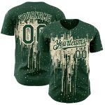 Custom Name and Number Baseball Jersey - Personalized Green Cream 3D Dripping Splatter Art Design Personalized Green Cream