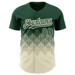 Custom Name and Number Baseball Jersey - Personalized Gradient Green Cream 3D Pattern Design with Square Shapes Personalized