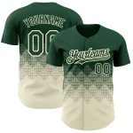 Custom Name and Number Baseball Jersey - Personalized Gradient Green Cream 3D Pattern Design with Square Shapes Personalized