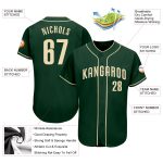 Custom Name and Number Authentic Baseball Jersey - Personalized Green Cream Team Jersey Personalized Green Cream Authentic
