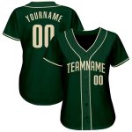 Custom Name and Number Authentic Baseball Jersey - Personalized Green Cream Team Jersey Personalized Green Cream Authentic
