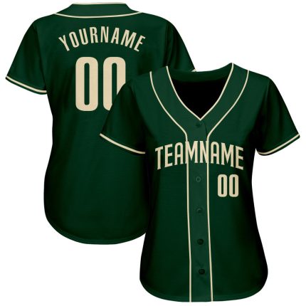 Custom Name and Number Authentic Baseball Jersey - Personalized Green Cream Team Jersey Personalized Green Cream Authentic