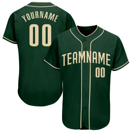 Custom Name and Number Authentic Baseball Jersey - Personalized Green Cream Team Jersey Personalized Green Cream Authentic