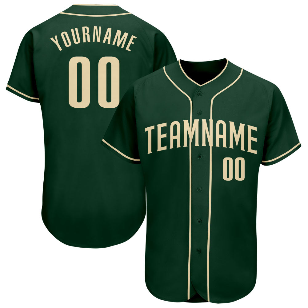 Custom Name and Number Authentic Baseball Jersey - Personalized Green Cream Team Jersey Personalized Green Cream Authentic