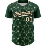 Custom Name & Number Baseball Jersey - Personalized Green Cream-Black 3D Star Lines Design Personalized Green Cream-Black
