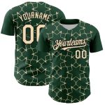 Custom Name & Number Baseball Jersey - Personalized Green Cream-Black 3D Star Lines Design Personalized Green Cream-Black