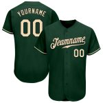 Custom Green Cream Black Authentic Baseball Jersey for Men and Women Personalized Green Cream-Black Authentic Baseball Jersey