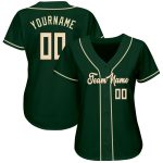 Custom Green Cream-Black Authentic Baseball Jersey with Personalized Name and Number Personalized Green Cream-Black Authentic