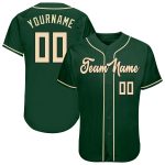 Custom Green Cream-Black Authentic Baseball Jersey with Personalized Name and Number Personalized Green Cream-Black Authentic