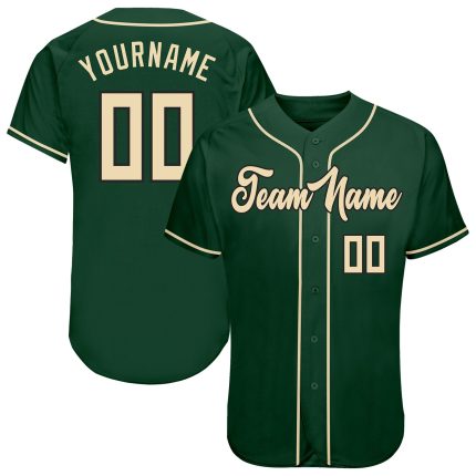 Custom Green Cream-Black Authentic Baseball Jersey with Personalized Name and Number Personalized Green Cream-Black Authentic