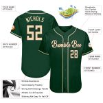 Custom Green Cream-Black Authentic Baseball Jersey with Personalized Name and Number Personalized Green Cream-Black Authentic