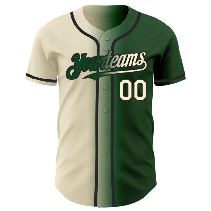 Custom Gradient Baseball Jersey with Personalized Name and Number - Green Cream-Black Team Gear Personalized Green Cream-Black