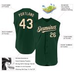 Personalized Authentic Baseball Jersey in Green Cream-Black, Sleeveless Design Personalized Green Cream-Black Authentic Sleeveless