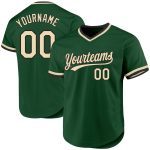 Customizable Green Cream-Black Authentic Baseball Jersey with Personalized Name and Number - Team Apparel Personalized Green