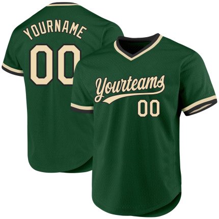 Customizable Green Cream-Black Authentic Baseball Jersey with Personalized Name and Number - Team Apparel Personalized Green