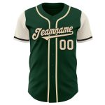 Custom Two Tone Baseball Jersey - Personalized Green Cream-Black with Name and Number Personalized Green Cream-Black Authentic
