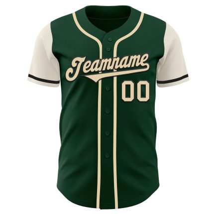 Custom Two Tone Baseball Jersey - Personalized Green Cream-Black with Name and Number Personalized Green Cream-Black Authentic