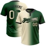 Custom Name Number Unisex Softball Jersey - Personalized Green Cream Black Gradient Two-Button Design Personalized Green