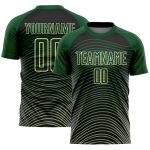 Custom Name & Number Soccer Jersey - Personalized Green Cream-Black Gradient Geometric Lines Uniform Personalized Green Cream-Black