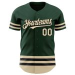 Custom Baseball Jersey with Personalized Name & Number - Green Cream-Black Line Authentic Design Personalized Green Cream-Black