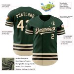 Custom Baseball Jersey with Personalized Name & Number - Green Cream-Black Line Authentic Design Personalized Green Cream-Black