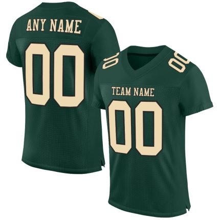 Personalized Authentic Football Jersey in Green Cream & Black Mesh Personalized Green Cream-Black Mesh Authentic Football