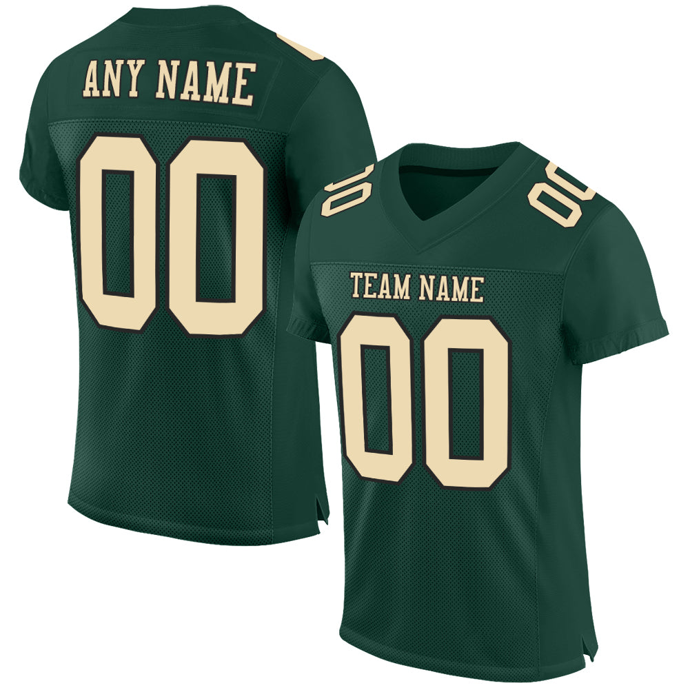 Personalized Authentic Football Jersey in Green Cream & Black Mesh Personalized Green Cream-Black Mesh Authentic Football