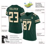 Custom Authentic Football Jersey - Personalized Green Cream-Black Mesh with Team Name and Number Personalized Green Cream-Black