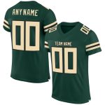 Custom Authentic Football Jersey - Personalized Green Cream-Black Mesh with Team Name and Number Personalized Green Cream-Black