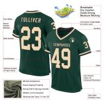 Custom Name and Number Personalized Green Cream-Black Mesh Football Jersey - Authentic Throwback Style Personalized Green