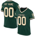 Custom Name and Number Personalized Green Cream-Black Mesh Football Jersey - Authentic Throwback Style Personalized Green