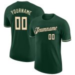 Custom Name and Number Green Cream-Black Performance T-Shirt for Team Personalized Green Cream-Black Performance T-Shirt