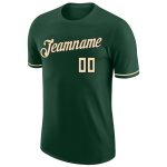 Custom Name and Number Green Cream-Black Performance T-Shirt for Team Personalized Green Cream-Black Performance T-Shirt