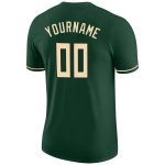 Custom Name and Number Green Cream-Black Performance T-Shirt for Team Personalized Green Cream-Black Performance T-Shirt