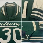 Custom Team Name Number Personalized Green Cream Two Tone Bomber Varsity Full-Snap Letterman Jacket Personalized Green Cream
