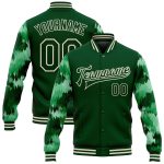 Custom Name and Number Personalized Green Cream Camo Bomber Varsity Letterman Jacket with 3D Pattern Design Personalized