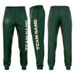 Custom Name and Number Personalized Green Fleece Jogger Sweatpants Personalized Green Cream Fleece Jogger Sweatpants Team