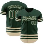 Custom Name and Number Green Cream Line Baseball Jersey - Personalized Authentic Team Jersey Personalized Green Cream Line