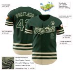 Custom Name and Number Green Cream Line Baseball Jersey - Personalized Authentic Team Jersey Personalized Green Cream Line