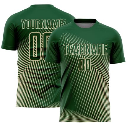 Personalized Soccer Jersey - Green Cream Lines Sublimation Uniform Personalized Green Cream Lines Sublimation Soccer Uniform