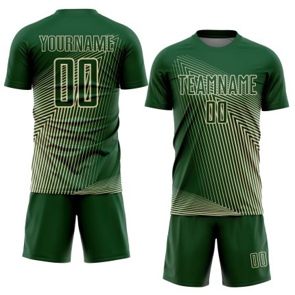 Personalized Soccer Jersey - Green Cream Lines Sublimation Uniform Personalized Green Cream Lines Sublimation Soccer Uniform